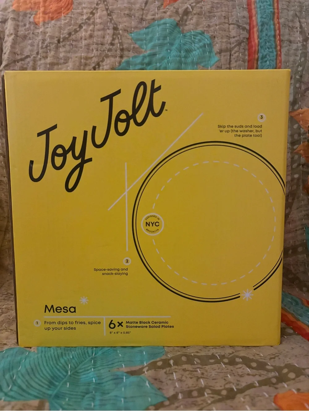 NWT JoyJolt Mesa 6-piece Ceramic Stoneware Salad Plate Set Matte Black